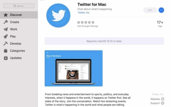 „Twitter“ sugrįžta į „Mac“ kompiuterių „App Store“ parduotuvę