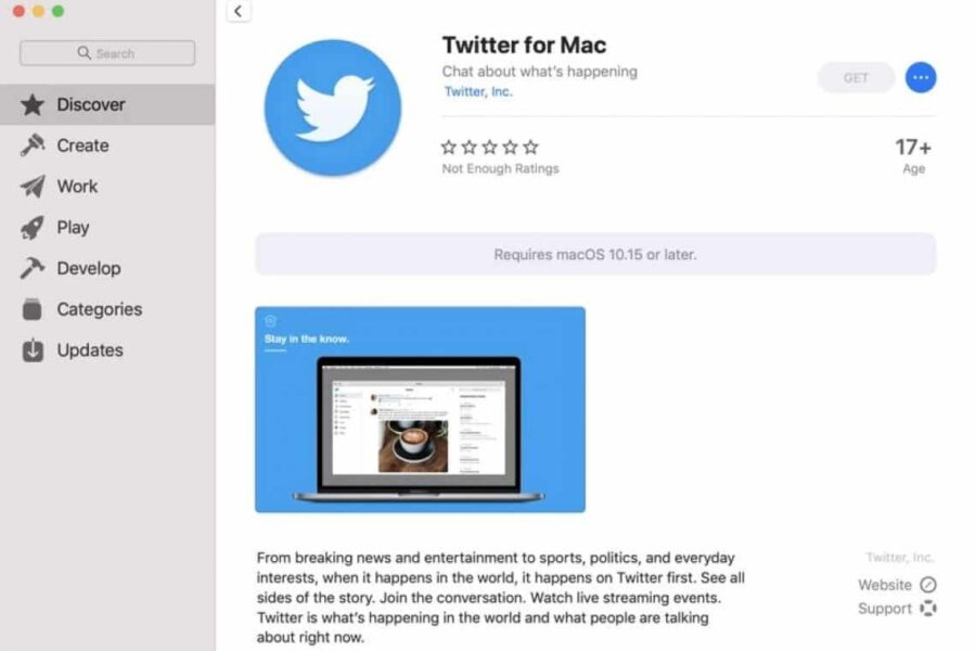„Twitter“ sugrįžta į „Mac“ kompiuterių „App Store“ parduotuvę