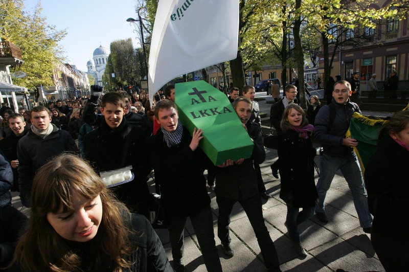 Studentų protestas Kaune prieš būsimą universitetų reformą (Foto)
