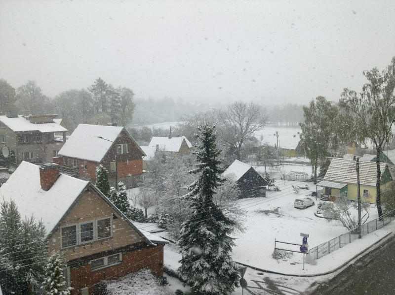 Ne balandžio 1-osios pokštas. Žemaitijoje nuo ryto smarkiai sninga (Foto)
