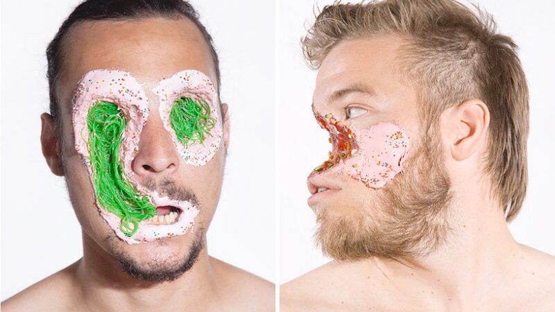 Saldainiais ir kt. priemonėmis žmonių veidus žalojantis menininkas (foto)