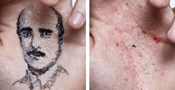 Netikėta: ant delnų odos portretus siuvinėjantis studentas (foto)