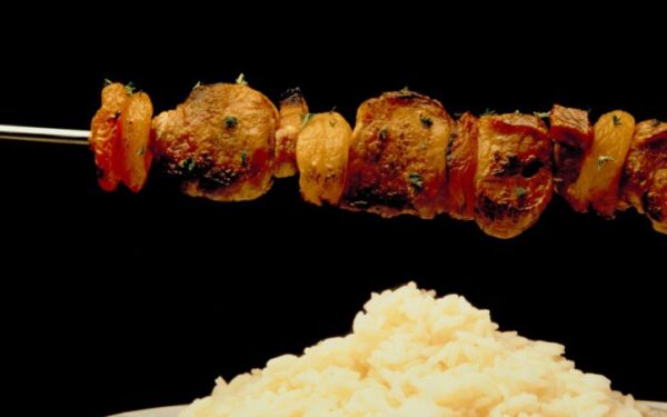 Jautienos šašlykas su ryžiais