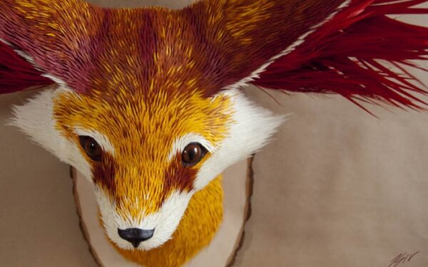 Vietoj gyvūnų iškamšų – popieriniai trofėjai (foto)