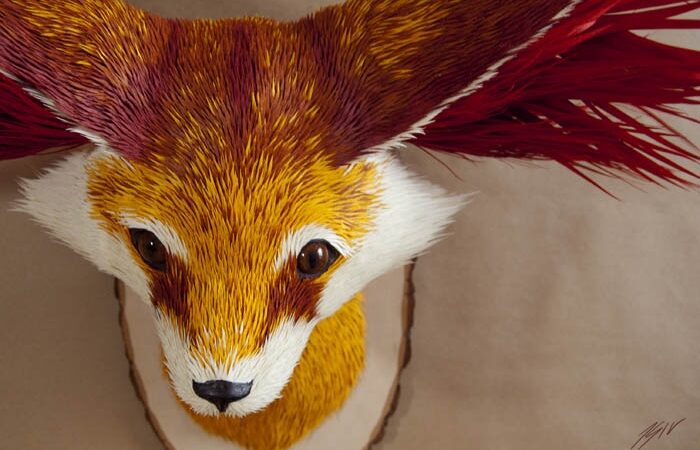 Vietoj gyvūnų iškamšų – popieriniai trofėjai (foto)