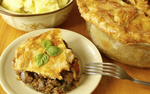 Grybų ir šoninės pyragas