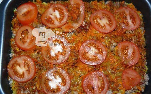 Ryžių apkepas su faršu ir daržovėmis