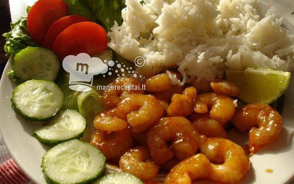 Krevetės su Teriyaki padažu