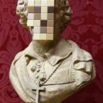 Naujoji Banksy skulptūra -  pikselizuotas dvasininko biustas