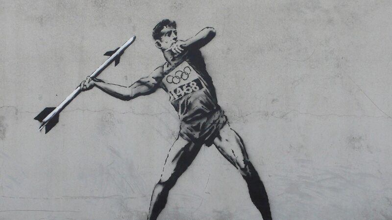Banksy nupiešė du Olimpiadai skirtus grafičius (foto)