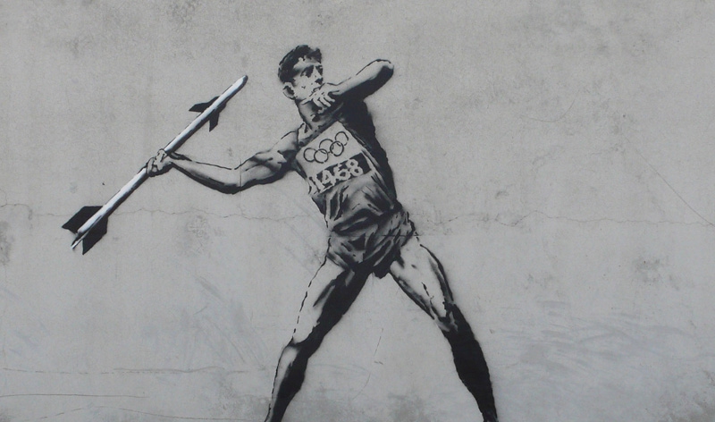 Banksy nupiešė du Olimpiadai skirtus grafičius (foto)