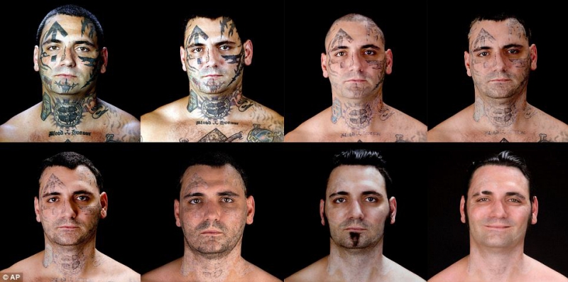 Neonacio kova su veido tatuiruotėmis