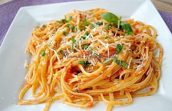 Makaronai su saulėje džiovintais pomidorais