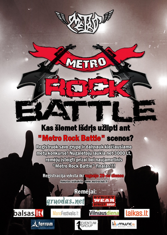 Konkurse „Metro Rock Battle“ muzikantai varžysis dėl 3000 Lt prizo