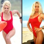 45-erių Pamela Anderson vėl užsivilko „Gelbėtojų“ maudymosi kostiumėlį (foto)
