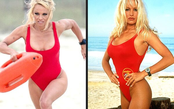45-erių Pamela Anderson vėl užsivilko „Gelbėtojų“ maudymosi kostiumėlį (foto)