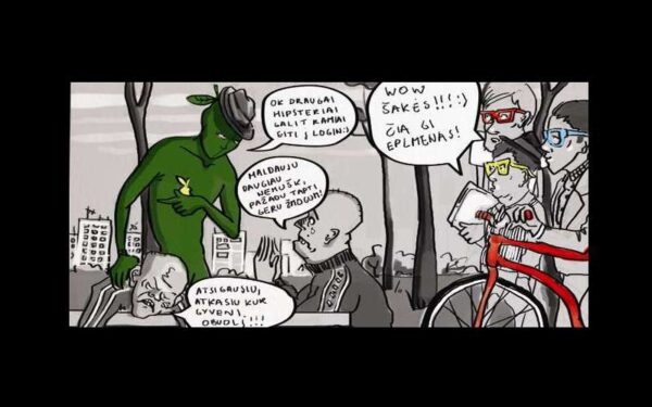 Komiksas. Eplmenas gelbsti hipsterius