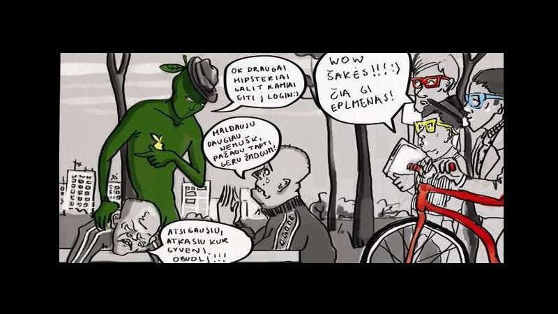 Komiksas. Eplmenas gelbsti hipsterius