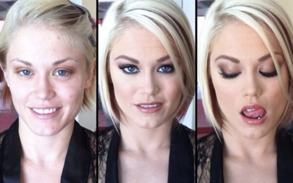 Kaip atrodo pornografinių filmų aktorės be makiažo ir su juo (foto)