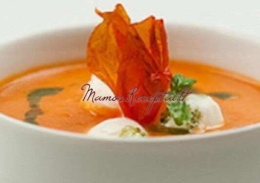 Pomidorų sriuba su mocarelos sūriu