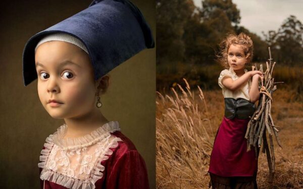 5-metė pozuoja įsijausdama į klasikinių meno kūrinių personažų vaidmenis (foto)