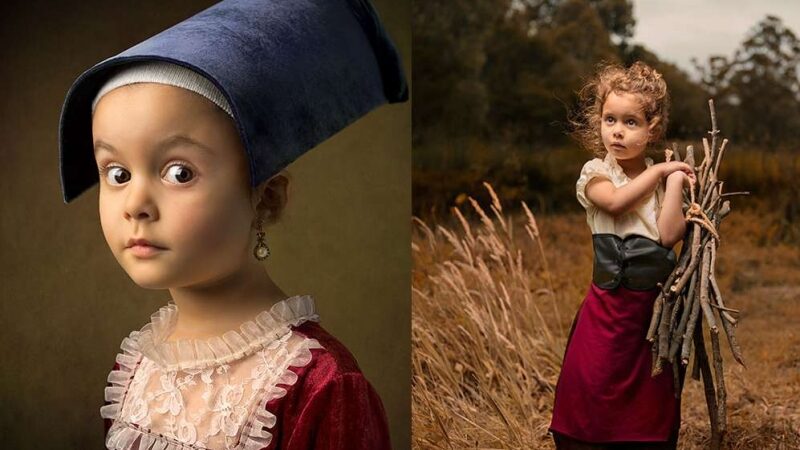 5-metė pozuoja įsijausdama į klasikinių meno kūrinių personažų vaidmenis (foto)