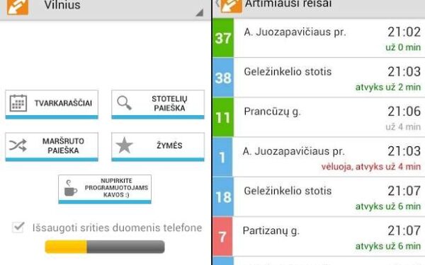 Maršrutai.lt programėlė išmaniajame telefone net be interneto!