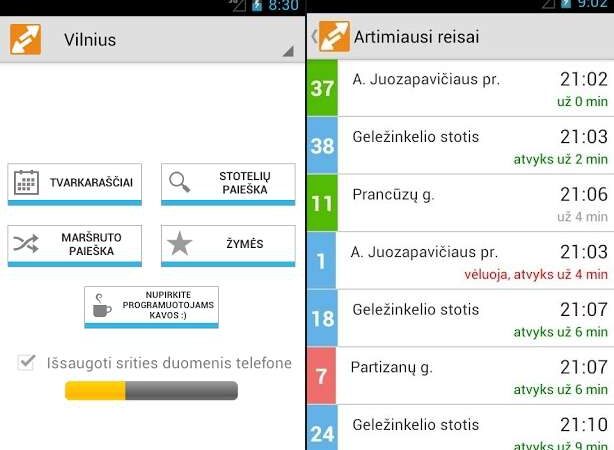 Maršrutai.lt programėlė išmaniajame telefone net be interneto!