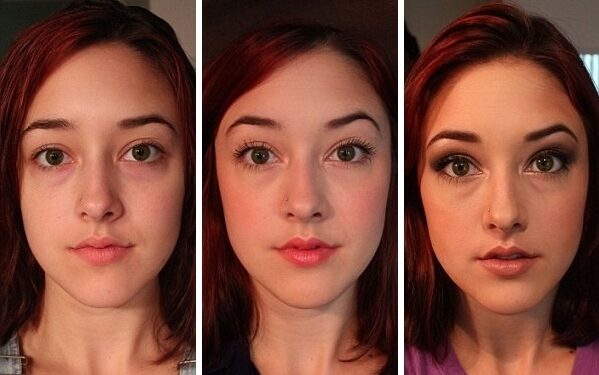 Eksperimentas: kokias reakcijas iššaukia skirtingas makiažo kiekis ant to pačio veido (foto)