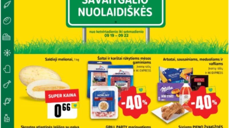 38 savaitės aktualiausios savaitgalio (2024.09.19-09.22) LIDL, RIMI, MAXIMA ir IKI akcijos ir pasiūlymai su kainų analitike Irena