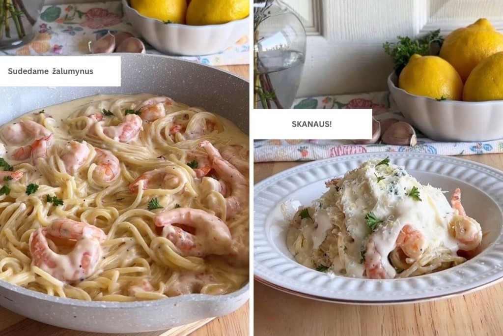 Makaronai su krevetėmis receptas. Paskutiniai gaminimo žingsniai