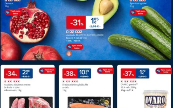 MAXIMA: granatai – 45%, RIMI: „Malsena“ miltai ir kita produkcija – iki 40%. LIDL, IKI, NORFA 45 savaitės (2024.11.05-11.11) geriausios nuolaidos