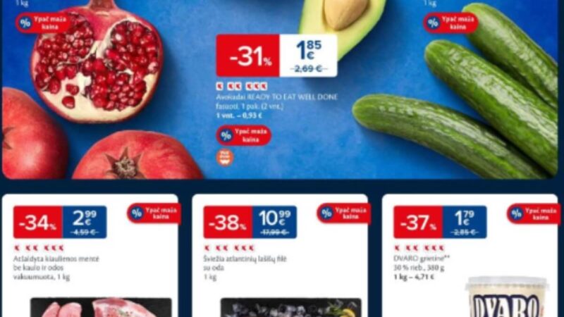 MAXIMA: granatai – 45%, RIMI: „Malsena“ miltai ir kita produkcija – iki 40%. LIDL, IKI, NORFA 45 savaitės (2024.11.05-11.11) geriausios nuolaidos