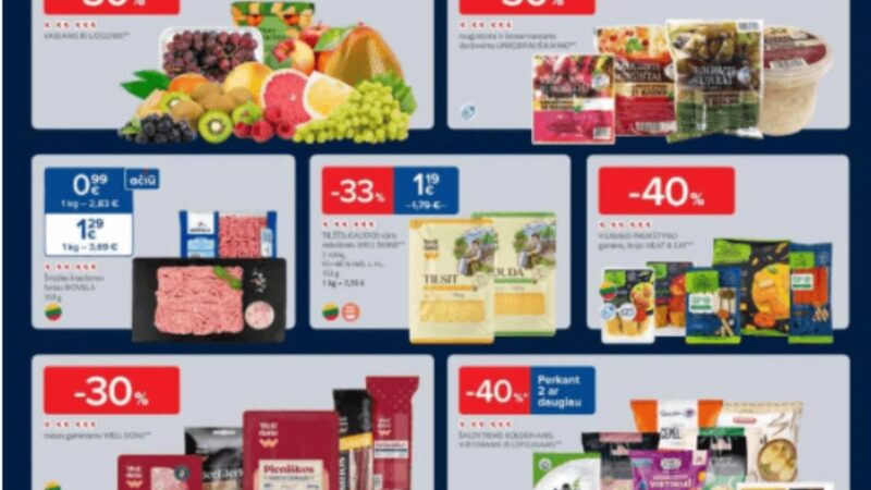 MAXIMA: Vaisiams ir uogoms – 30%, RIMI: Šaldytiems produktams – 40%. LIDL, IKI savaitgalio (2025.01.02–01.05) geriausios akcijos ir nuolaidos