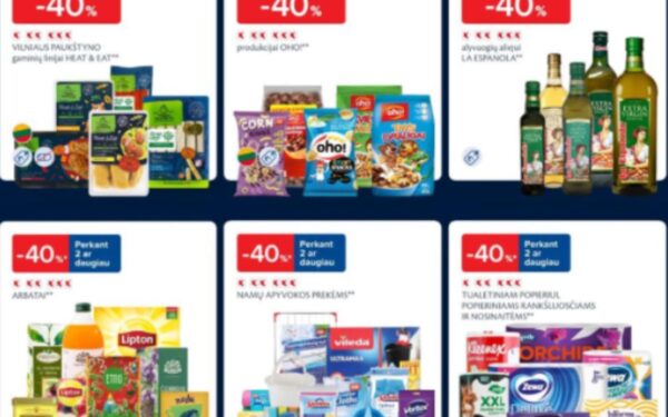 MAXIMA: Tualetinis popierius – 40%, IKI: Vaivorykštinio upėtakio filė – 50%. LIDL, RIMI savaitgalio (2025.01.23–01.26) geriausios akcijos ir pasiūlymai