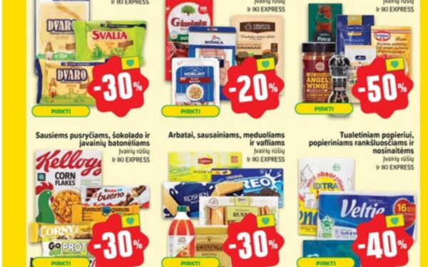 MAXIMA: Buitinė chemija – 40%, LIDL: Braškės – 50%. RIMI, IKI savaitgalio (2025.02.06–02.09) geriausios akcijos ir pasiūlymai