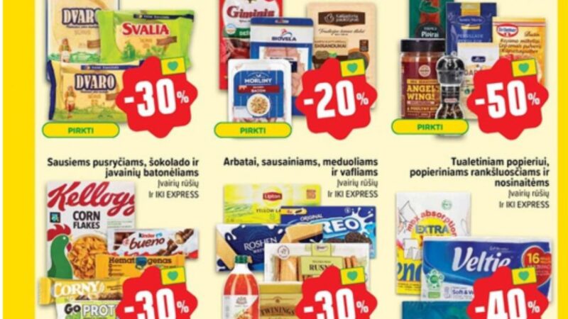 MAXIMA: Buitinė chemija – 40%, LIDL: Braškės – 50%. RIMI, IKI savaitgalio (2025.02.06–02.09) geriausios akcijos ir pasiūlymai