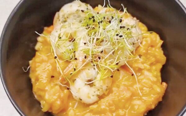 Pomidorų rizotas su krevetėmis