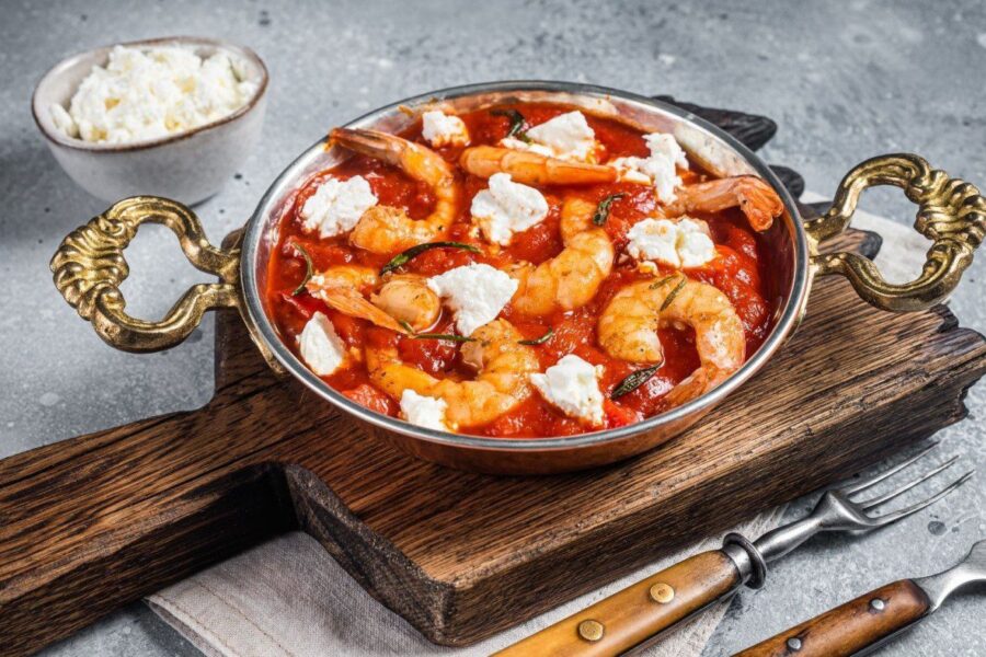 Keptos krevetės pomidorų padaže