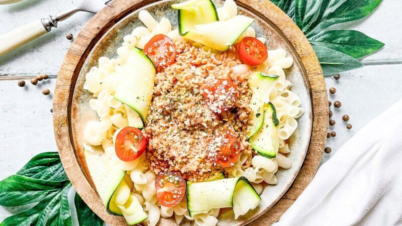 Makaronai su sojos faršu – baltymų bomba