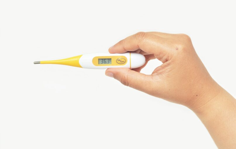 white and blue clearblue thermometer