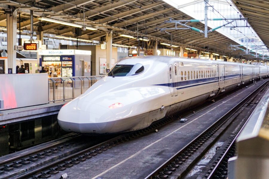 time lapse photography of white train