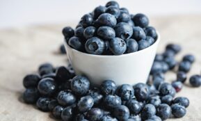 blueberries on white ceramic container
