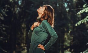 selective focus photo of woman looking up