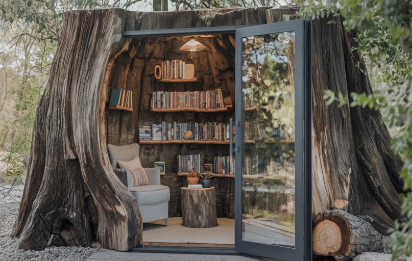 Medžio kelmą pavertė biblioteka – išradinga idėja sužavėjo visus