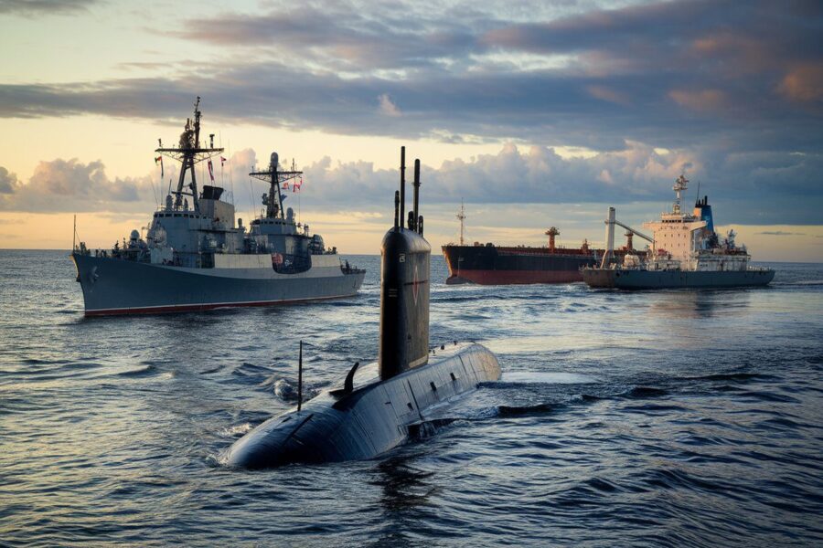 Rusijos povandeninis laivas seka amerikiečių persekiojamą tanklyvį Atlanto vandenyne