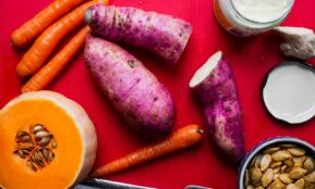 sweet potato, carrots, and squash