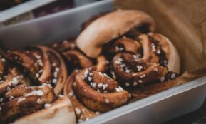 brown bread on stainless steel tray