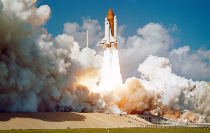 Space Shuttle Challenger launches from Kennedy Space Center