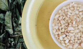 white beans in yellow bowl
